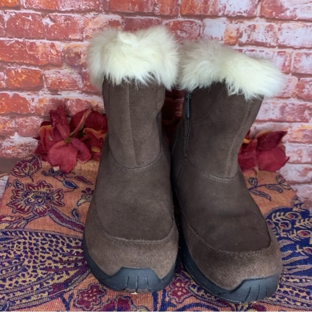 Sorel Chocolate Brown Waterproof Suede Fur Trimmed Northern Lite Ski Boo…
